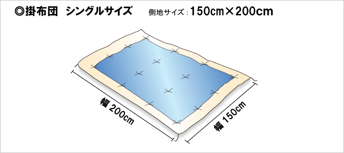 出来上がりサイズ　掛布団　シングルサイズ