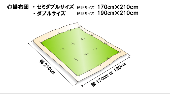 出来上がりサイズ　掛布団　ダブルサイズ