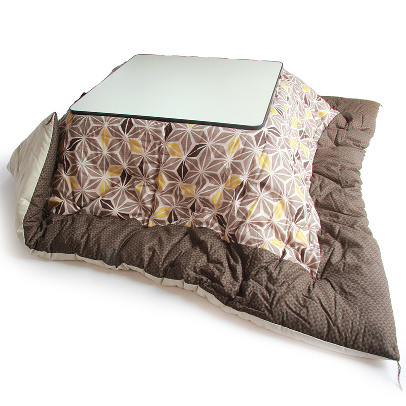 こたつ掛けふとん　正方形　麻の葉　茶