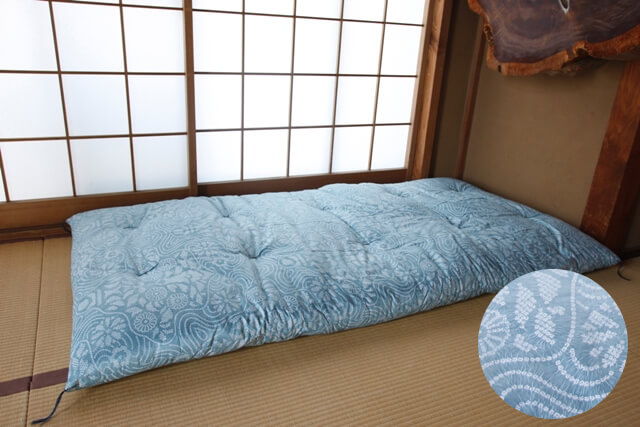 菊水絞り 水色 綿布団・座布団の販売 打ち直し わたや森 -通販販売サイト