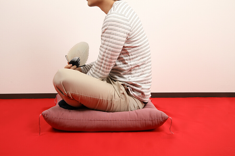 丹後ちりめん（紅藤色） 座布団 夫婦判 高座・落語などに