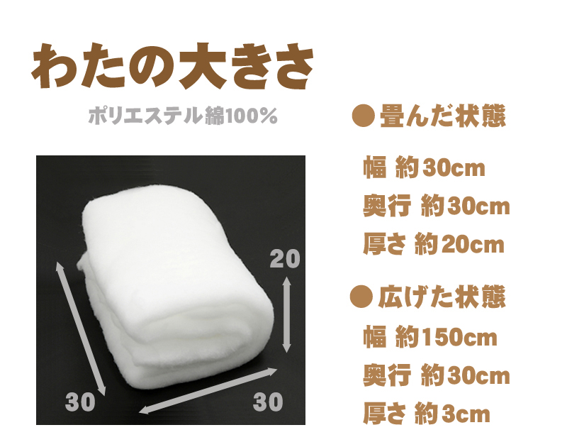 ポリエステル綿 2500g（250g×10枚入）