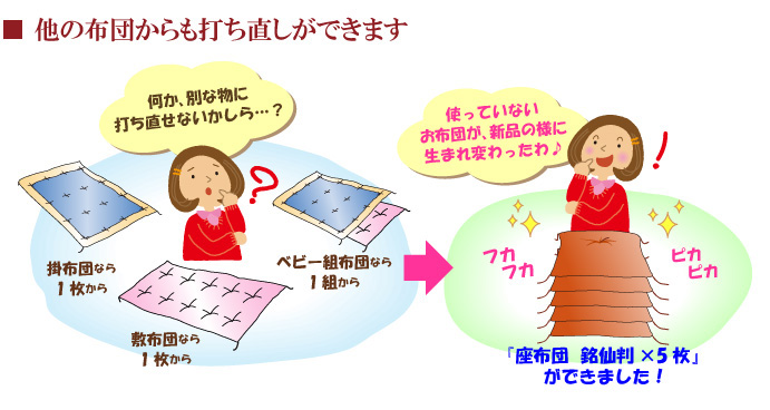 座布団打ち直し　布団から作り変え